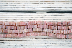 Matte Pink Opal 7-8mm cube beads  (ETB01229)