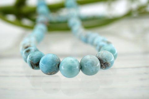 Rare Larimar 8-8.5mm round beads (ETB01032)