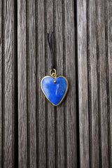 Lapis Lazuli heart shape pendant with brass (ETP00149)