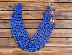 Matte Lapis Lazuli 8.5-10.5mm cube beads (amazing blue colour with gold sparkles) (ETB00865)