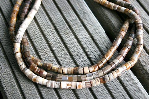 Wood Opalite/ Petrified Wood 7-8mm cylinder beads (ETB00964)