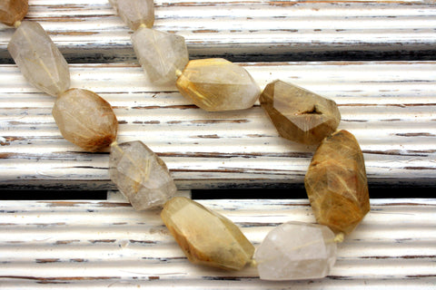 Rutilated Quartz 14-24mm faceted beads (ETB00453)