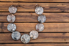 Turritella Agate 33-46mm round disc beads (ETB00914)