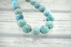 Rare Larimar 9-10.5mm round beads (ETB01028)