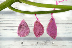 Rare & Natural Cobalto Calcite Pink Druzy freeform pendants (ETP00165)