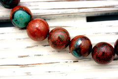 Sonora Sunrise Sunset Cuperite Chrysocolla 14-14.5mm round beads (ETB01218)