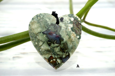 Rainforest Rhyolite heart shape pendants (ETP00280)