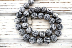 Matte Pinolith 11-12mm round beads (ETB01165)