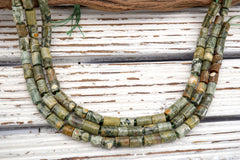 Rainforest Rhyolite Cylinder beads (ETB01748) Unique jewelry/Vintage jewelry/Gemstone necklace