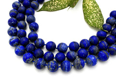 Matte Lapis Lazuli 16mm round beads / balls (amazing blue colour with gold sparkles) (ETB00032)