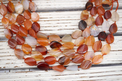 Carnelian wave oval beads 12-14mm (ETB01744) Healing crystal/Reiki healing/Healing necklace