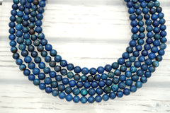Rare and beautiful Shattuckite 7.5-8mm round beads (ETB01021)