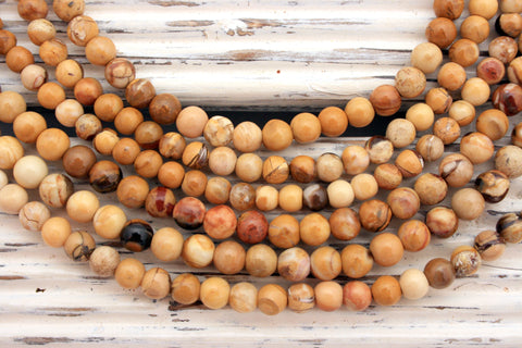 Rare & beautiful Australian Fossil Peanut Wood 5-6.5mm round beads (ETB00986)