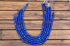 Matte Lapis Lazuli 8.5-10mm rondelle beads (amazing blue colour with gold sparkles) (ETB00867)