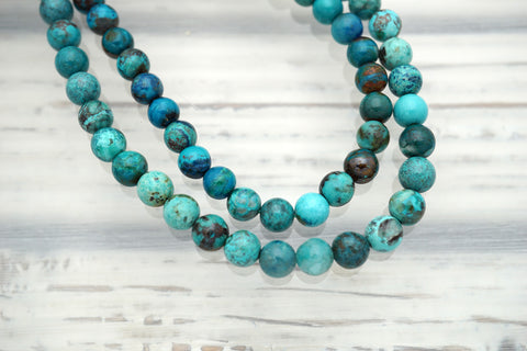 Rare and beautiful Shattuckite 6mm round beads (ETB01148)