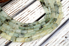Prehnite With Ediporite oval cylinder beads 7-10mm (ETB01739) Unique jewelry/Vintage jewelry/Gemstone necklace