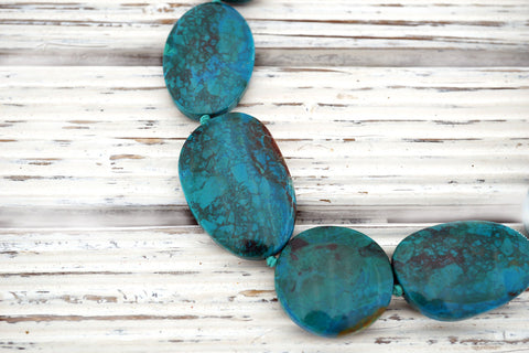 Natural Amazing Blue Peruvian Chrysocolla freeform beads (ETB01224)