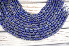 Matte Lapis Lazuli cylinder beads 7-8mm (ETB01752) Fashion jewelry/Vintage jewelry/Gemstone necklace