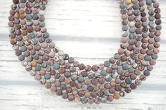 Matte Sonoran Dendrite Rhyolite 6.5-7mm round beads (ETB01158)