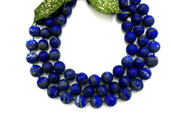 Matte Lapis Lazuli 16mm round beads / balls (amazing blue colour with gold sparkles) (ETB00032)