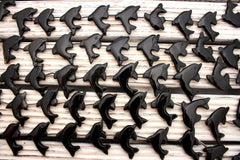 Black Onyx 32-35mm Dolphin beads handmade (ETB01177)