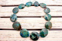 Natural Amazing Blue Peruvian Chrysocolla 20-32mm freeform beads (ETB00837)