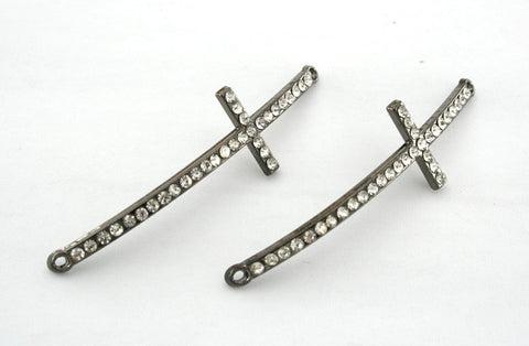 Large Cross Alloy Black Colour (5 pcs) for jewellery making (ETO00020)