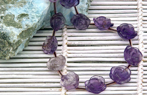 Amethyst 10-14mm handmade rose beads (ETB01144)