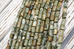 Rainforest Rhyolite Cylinder beads (ETB01748) Unique jewelry/Vintage jewelry/Gemstone necklace