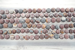 Matte Sonoran Dendrite Rhyolite 6.5-7mm round beads (ETB01158)