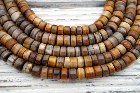 Wood Opalite/ Petrified Wood 9-10mm cylinder beads (ETB00965)