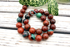 Sonora Sunrise Sunset Cuperite Chrysocolla 14-14.5mm round beads (ETB01218)