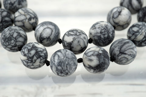 Matte Pinolith 13-14mm round beads (ETB01042)