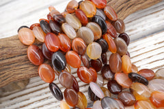 Carnelian oval shape beads 8-12mm (ETB01753) Healing crystal/Reiki healing/Healing necklace
