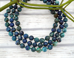 Rare and beautiful Shattuckite 12-13.5mm round beads (ETB01147)