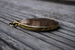 Wood Opalite/ Petrified Wood freeform pendant with brass (ETP00144)