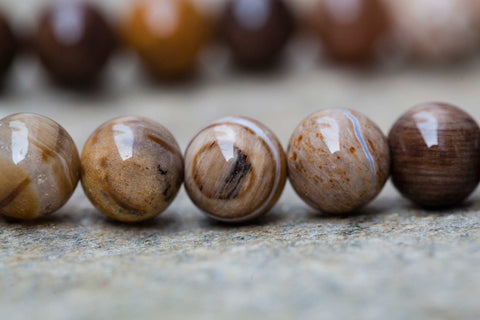 Wood Opalite/ Petrified Wood 8.5-10.5mm round beads (ETB00846)