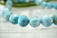 Rare Larimar 10-11mm round beads (ETB01030)