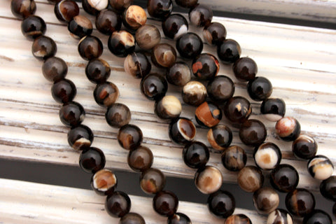 Rare & beautiful Australian Fossil Peanut Wood 6-7mm round beads (ETB00987)