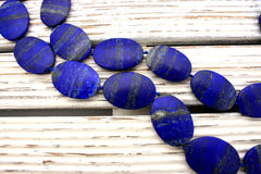 Matte Lapis Lazuli medium size oval beads (amazing blue colour with gold sparkles) (ETB00033)