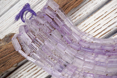 Natural Amethyst (Brazil) rectangle tube beads (ETB01764) 14-22MMMM