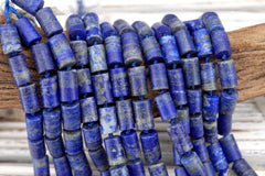 Matte Lapis Lazuli cylinder beads 7-8mm (ETB01752) Fashion jewelry/Vintage jewelry/Gemstone necklace