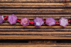 Genuine Ruby Corundum 7-10.5mm faceted hexagon beads (ETB00916)