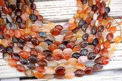 Carnelian oval shape beads 8-12mm (ETB01753) Healing crystal/Reiki healing/Healing necklace
