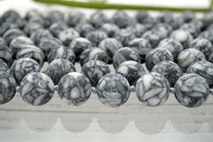 Matte Pinolith 13-14mm round beads (ETB01042)