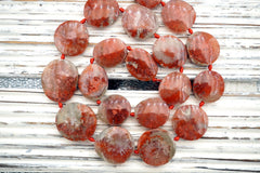 Rare & beautiful Red Horn Coral Fossil 14-20mm freeform beads (ETB00955)