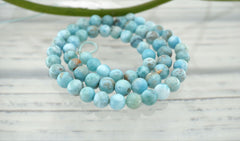 Rare Larimar 6.5-7mm round beads (ETB01027)