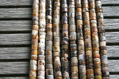 Wood Opalite/ Petrified Wood 7-8mm cylinder beads (ETB00964)