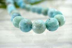 Rare Larimar 9-10.5mm round beads (ETB01028)