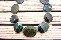Natural Amazing Blue Peruvian Chrysocolla 28-37mm freeform beads (ETB00980)